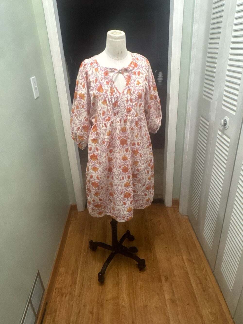 Universal Thread White Mini Dress with Orange Floral Print